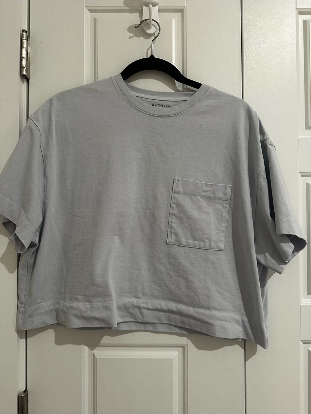 Athleta Light Light Blue Relaxed Cropped Pocket Tee